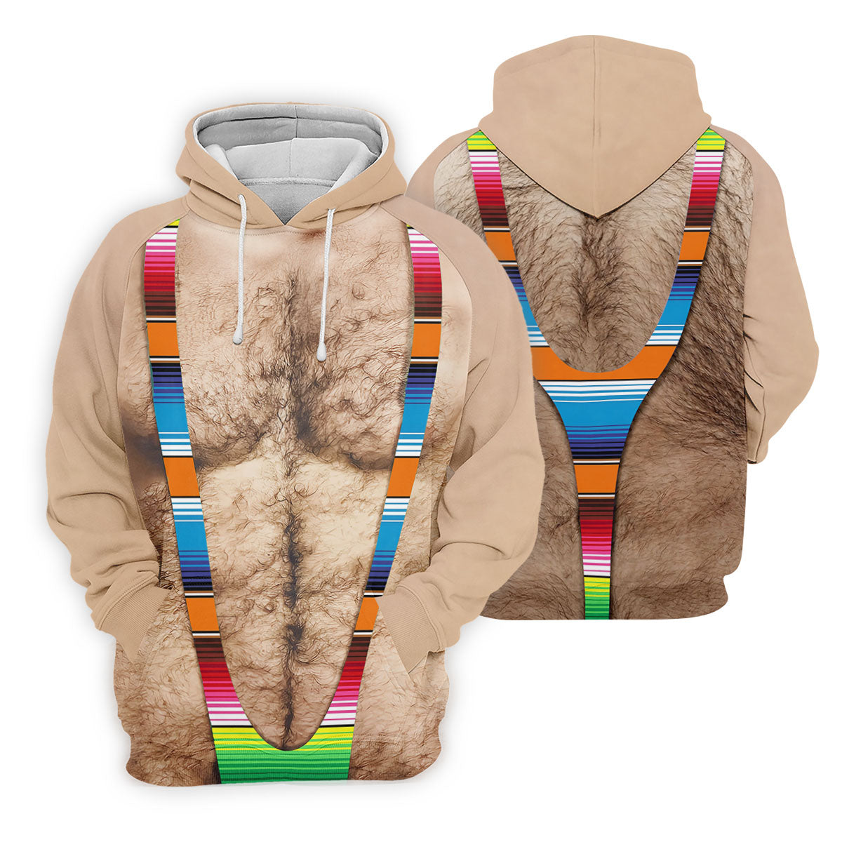 Hairy Body Serape Pattern Funny Cinco De Mayo Golf Tops For Men, Golf Shirts For Men
