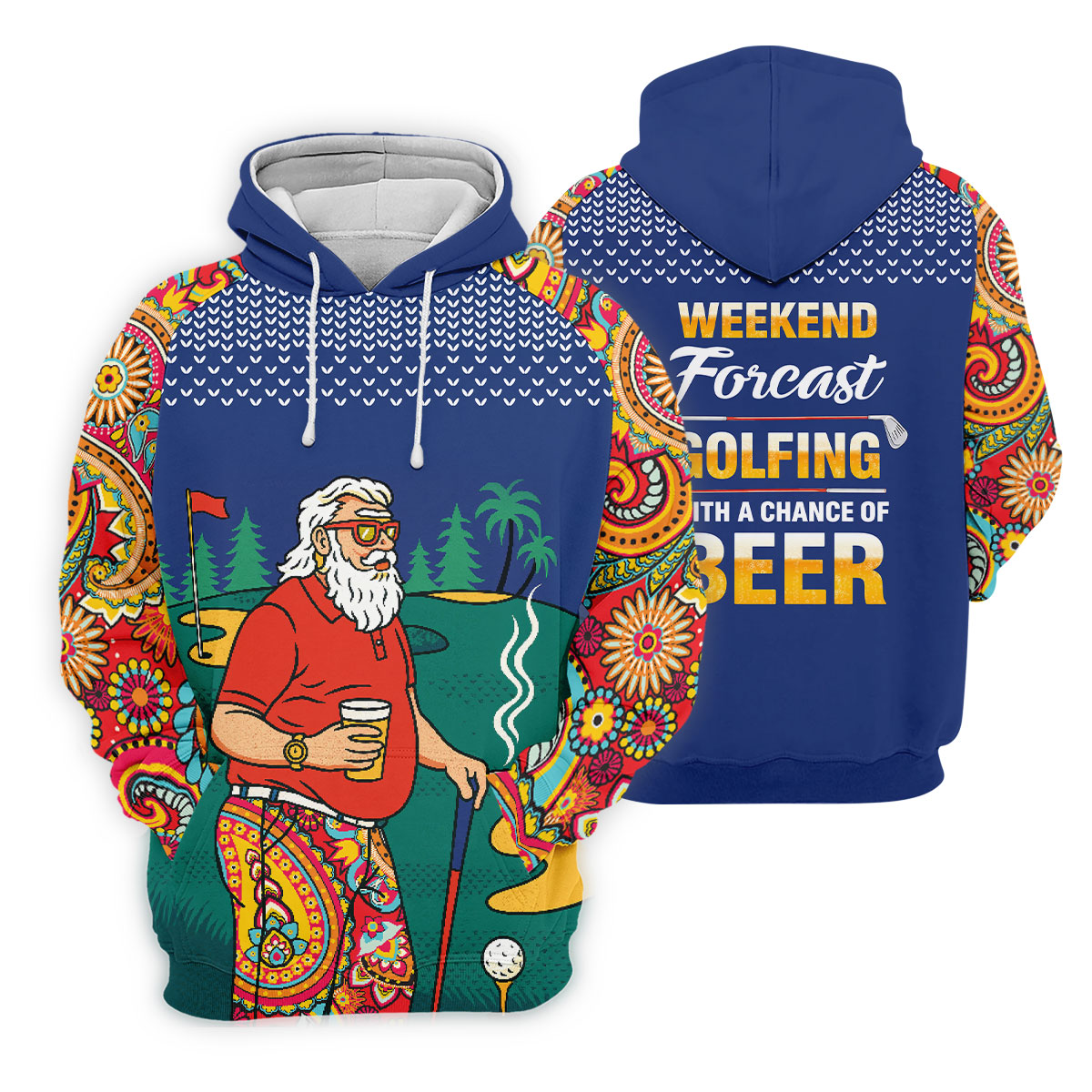 Funny Bearded Golfer Beer Lover Hawaiian Golf Shirt, Hawaiian Golf Shirt, Printed Golf Shirts