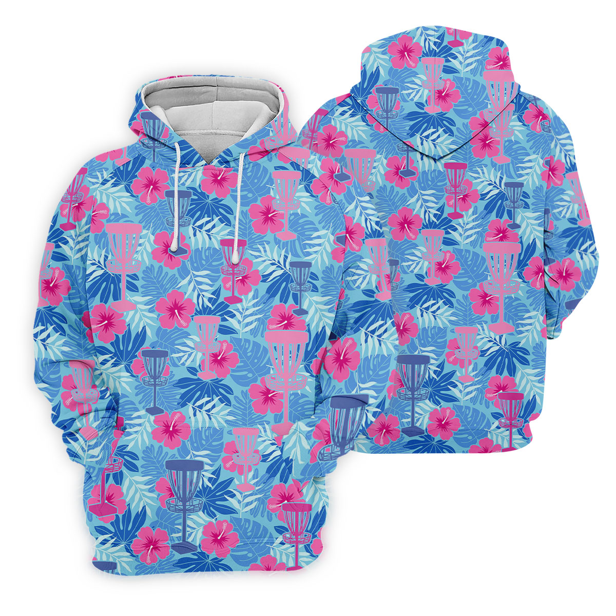 Blue Hibiscus Disc Golf Polo Shirt, Golf Tops For Women, Women’s Golf Polo