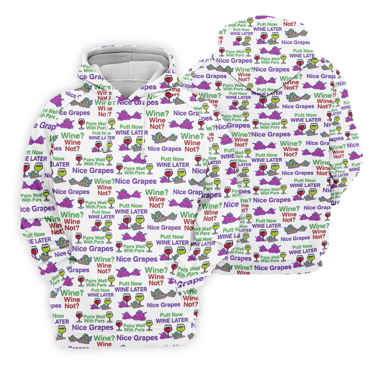 Wine Lover Golf Shirt, Grape Humor Print, Golf Shirts For Men