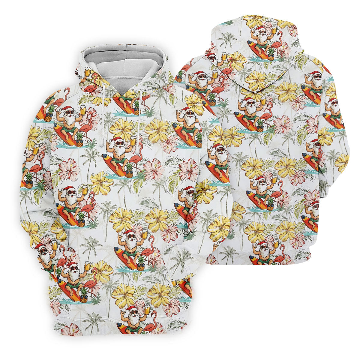 Surfing Santa Tropical Christmas Golf Polo Shirt, Golf Shirts For Men, Printed Golf Shirts