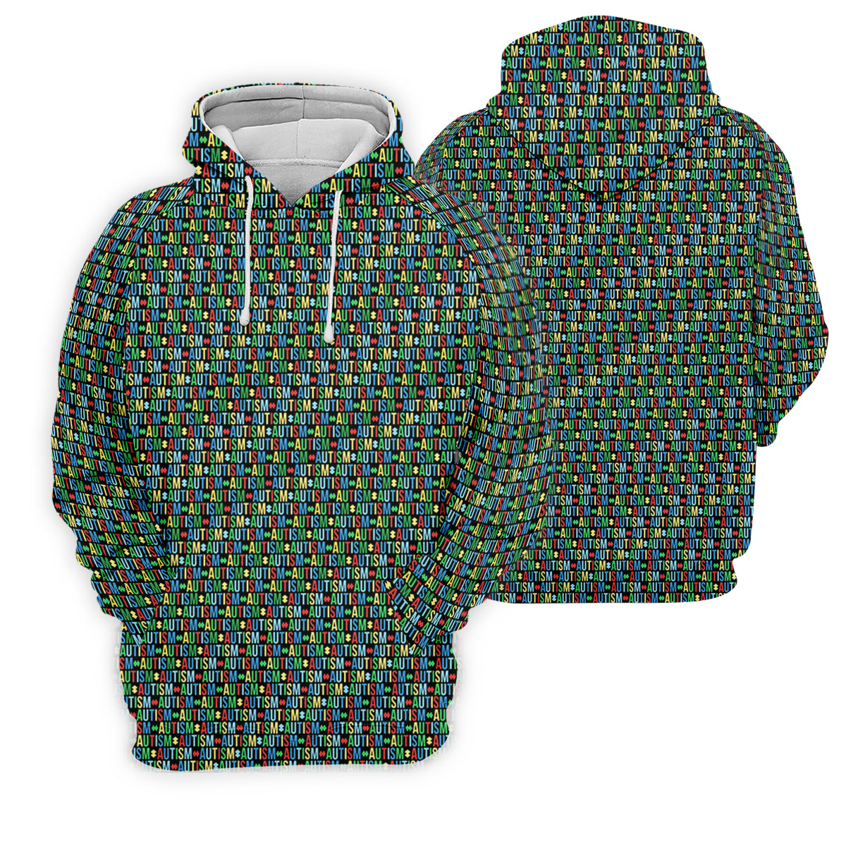 Autism Awareness Colorful Letters Seamless Pattern Golf Tops For Men, Polo Shirts For Men