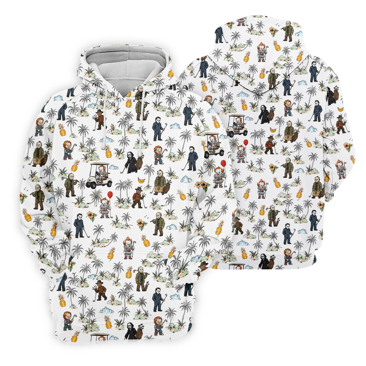 Mini Horror Character Halloween Golf Shirt, Printed Golf Shirts, Golf Polo Shirts For Men