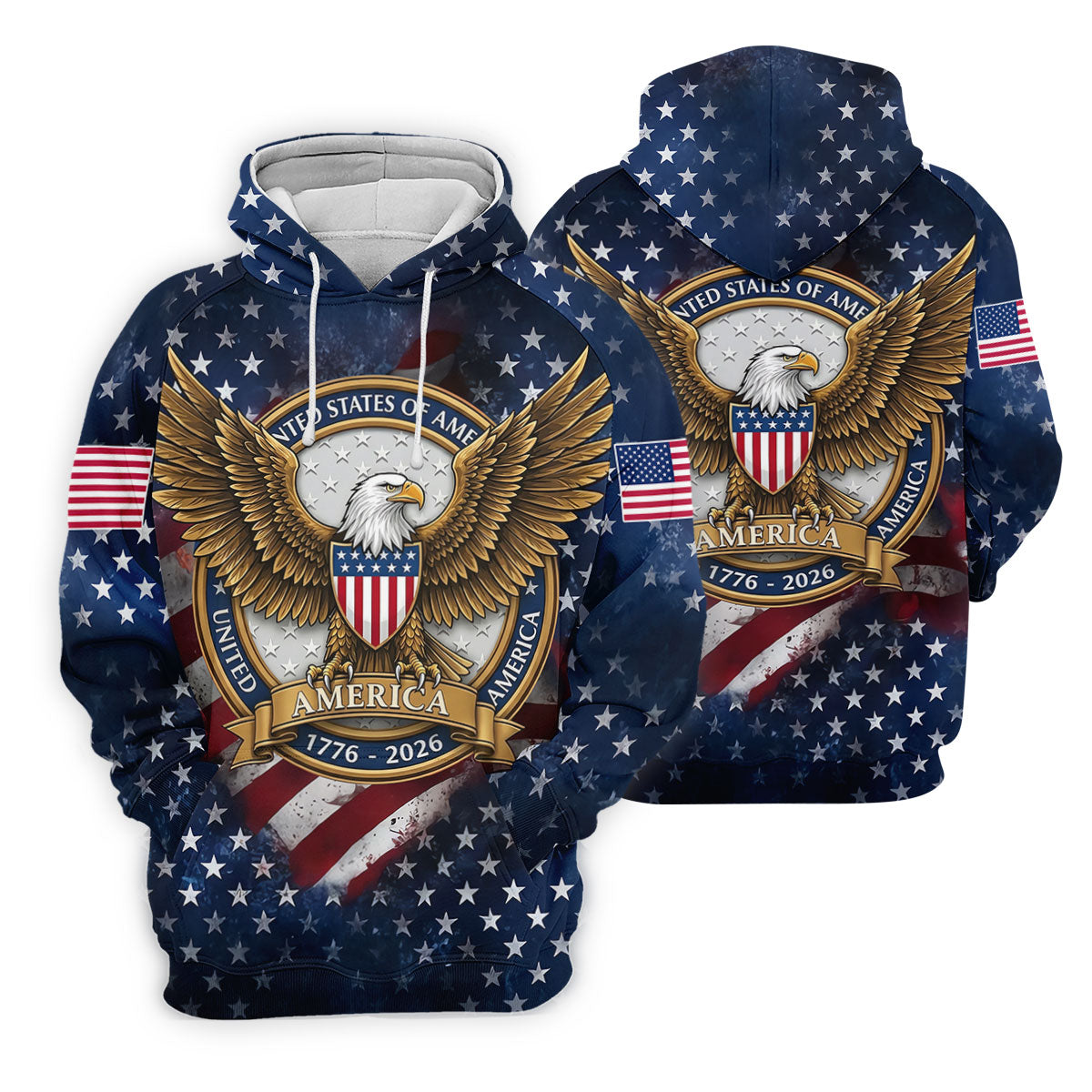250th Anniversary USA Bald Eagle Distressed Golf Shirt, Patriotic 4th Of July Golf Shirts For Men