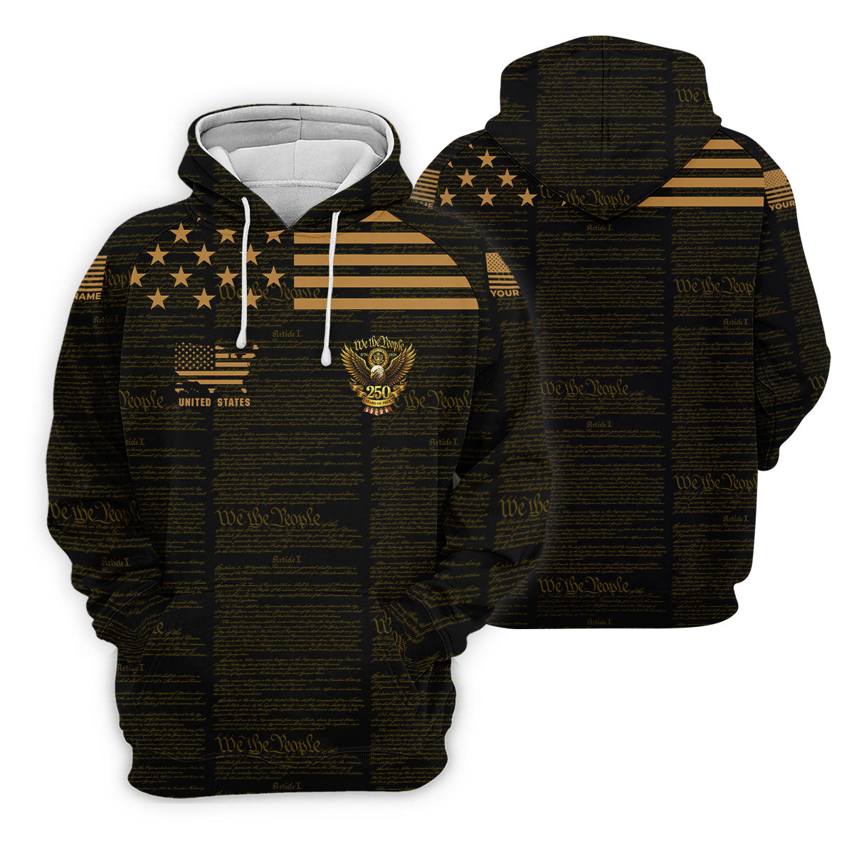 We The People Black And Gold Patriotic 4th Of July Golf Shirt, 250 Years Of Free Golf Shirt For Women