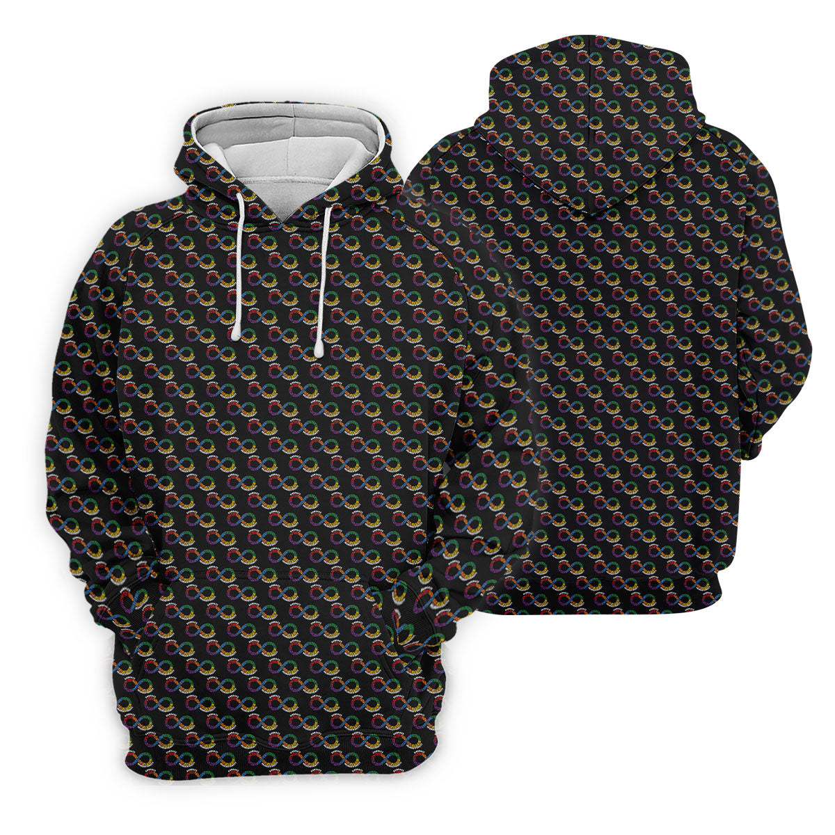 Embrace Neurodiversity Rainbow Infinity Symbol Autism Awareness Black Golf Shirt, Golf Shirts For Men