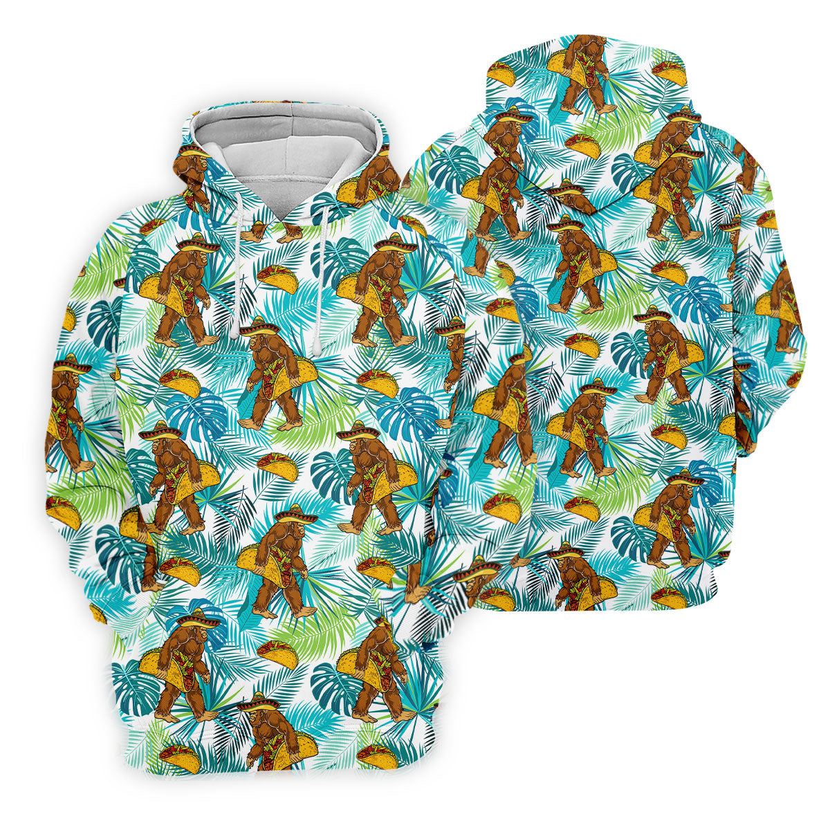 Funny Bigfoot Taco Sombrero Cinco De Mayo Celebration Fiesta Themed Tropical Vibe Golf Shirts For Men