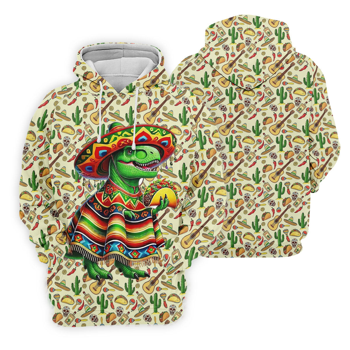 Dinosaur Taco Fiesta Time Ladies Golf Tops, Cinco De Mayo Celebration Golf Shirt For Women