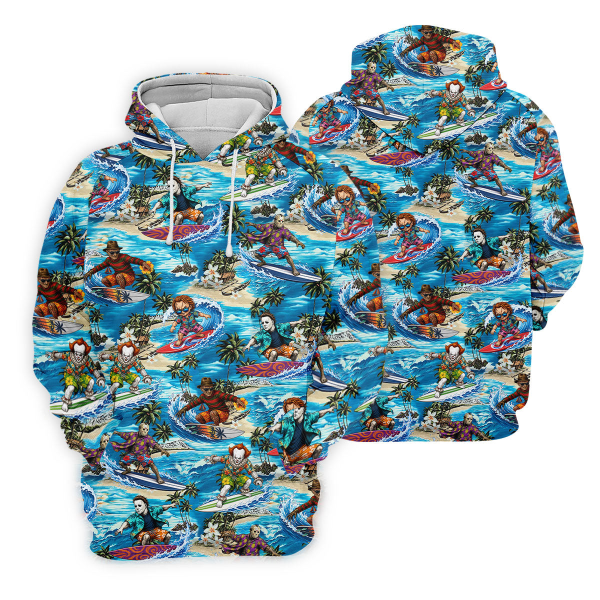 Horror Surfing Hawaiian Golf Shirt, Tropical Golf Tops, Golf Shirts For Women