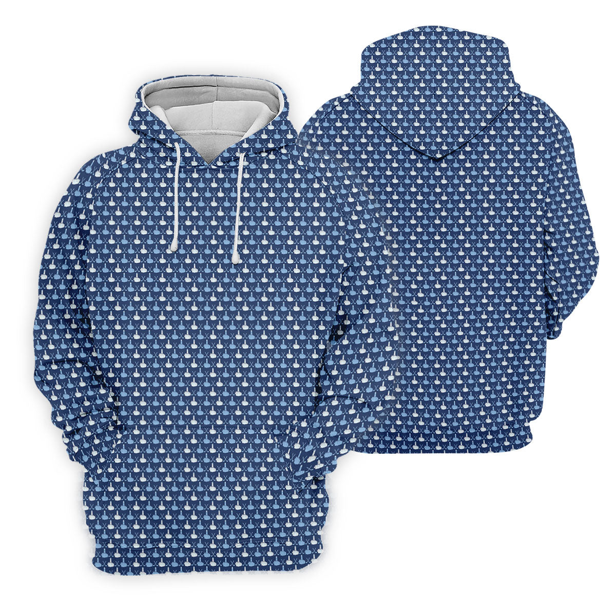 Blue Funny Middle Finger Golf Pattern Polo Shirt, Women's Golf Polo, Ladies Golf Top