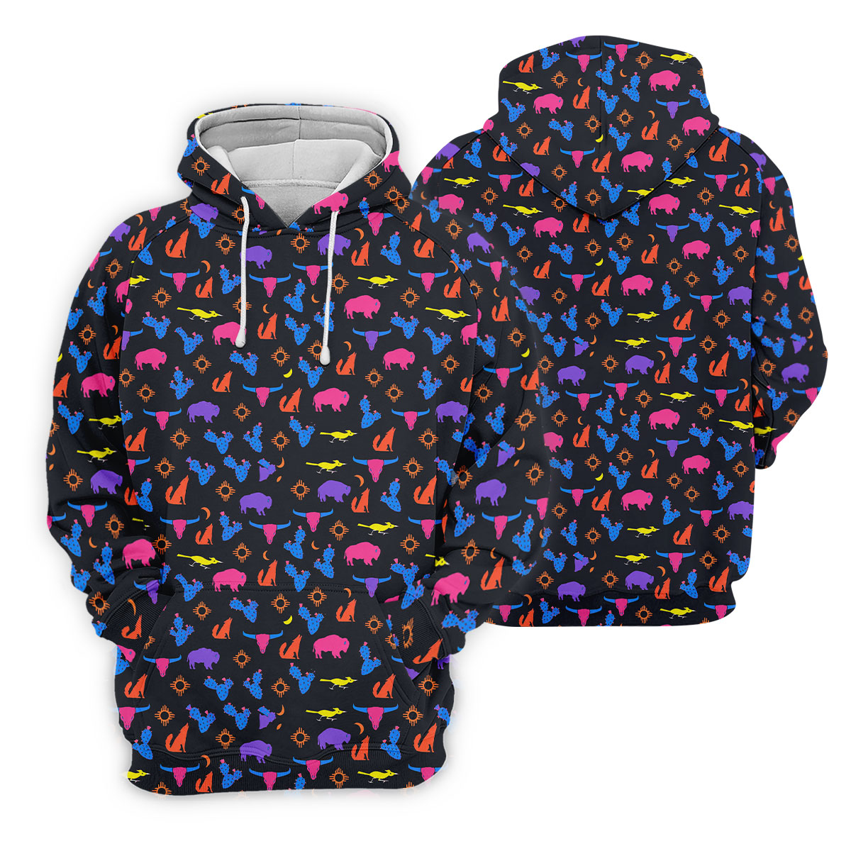 Neon Desert Cactus Buffalo Hawaiian Golf Shirt, Golf Polo For Women, Printed Golf Shirt