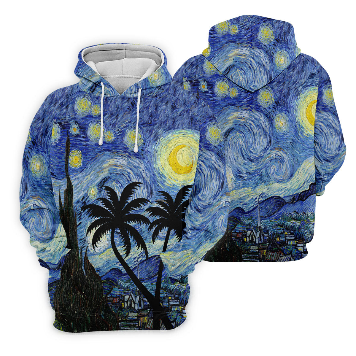 Van Gogh Starry Night Tropical Palm Tree Golf Shirt, Golf Polo For Women, Printed Golf Shirt