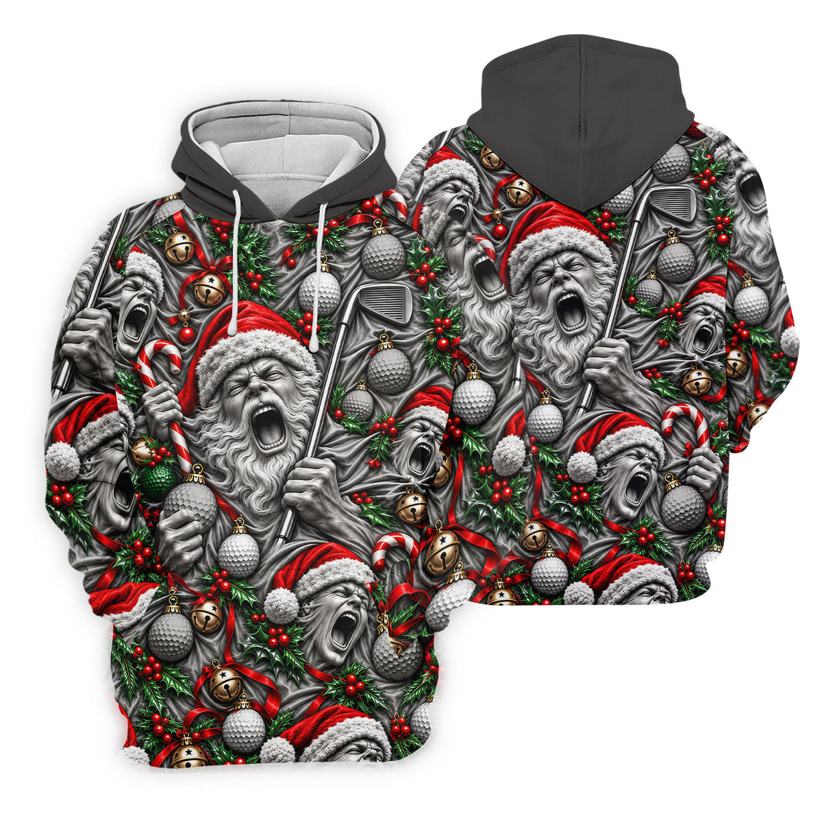Screaming Santa Faces Christmas Golf Shirt, Ladies Golf Shirts, Golf Tops For Women