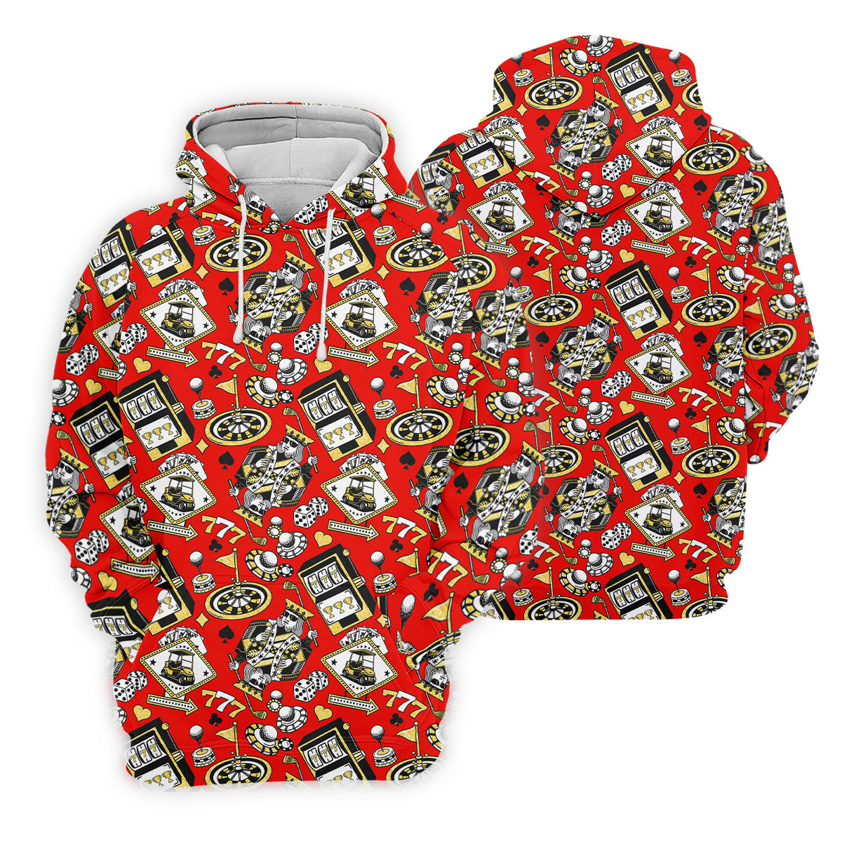 Casino Golf Pattern Red Hawaiian Golf Polo Shirt, Mens Golf Polo, Polo Shirts For Men