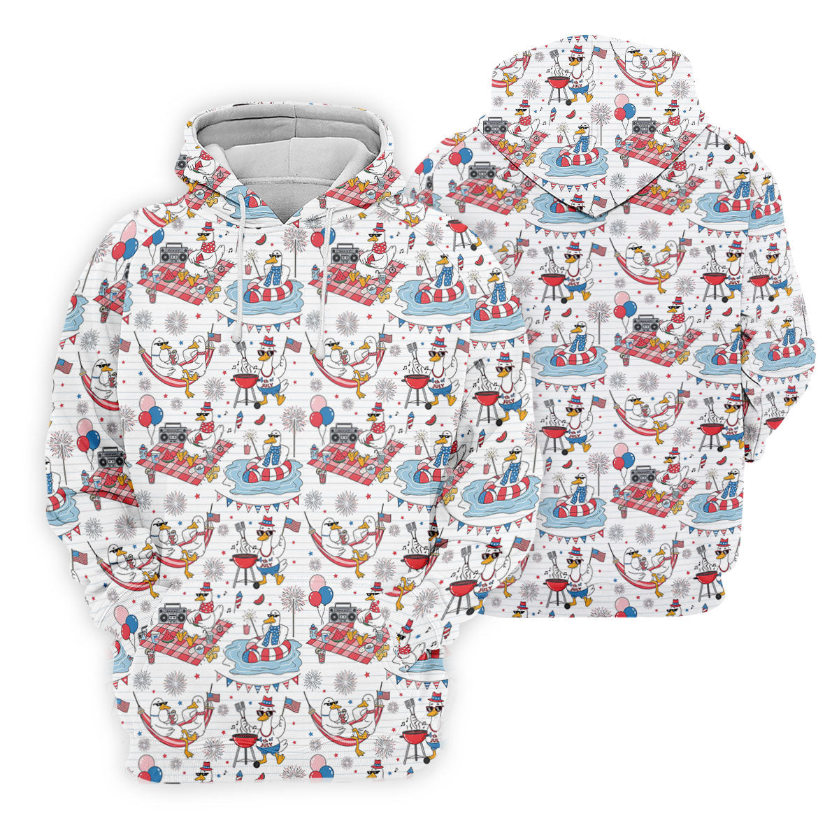Funny Patriotic Duck Summer Party Polo Shirt, Mens Golf Polo, Golf Shirts For Men