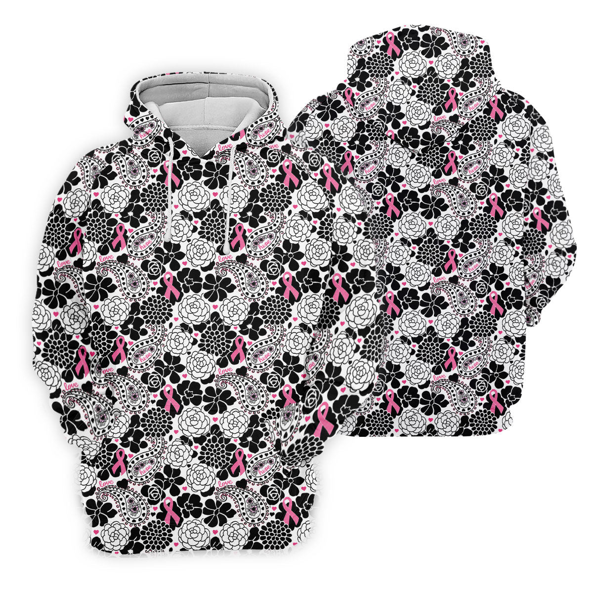 Pink Ribbon Floral Paisley Breast Cancer Golf Shirt, Women’s Golf Tops, Ladies Golf Shirts