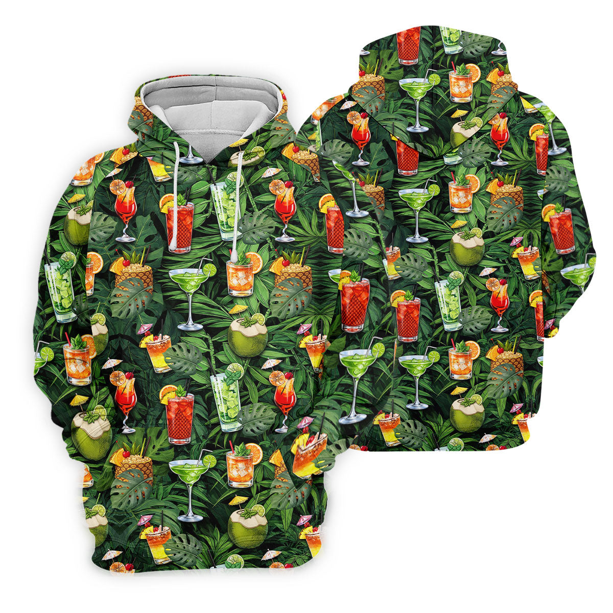 Tropical Cocktail Coconut And Palm Leaf Golf Polo, Hawaiian Golf Shirt, Golf Polo For Women