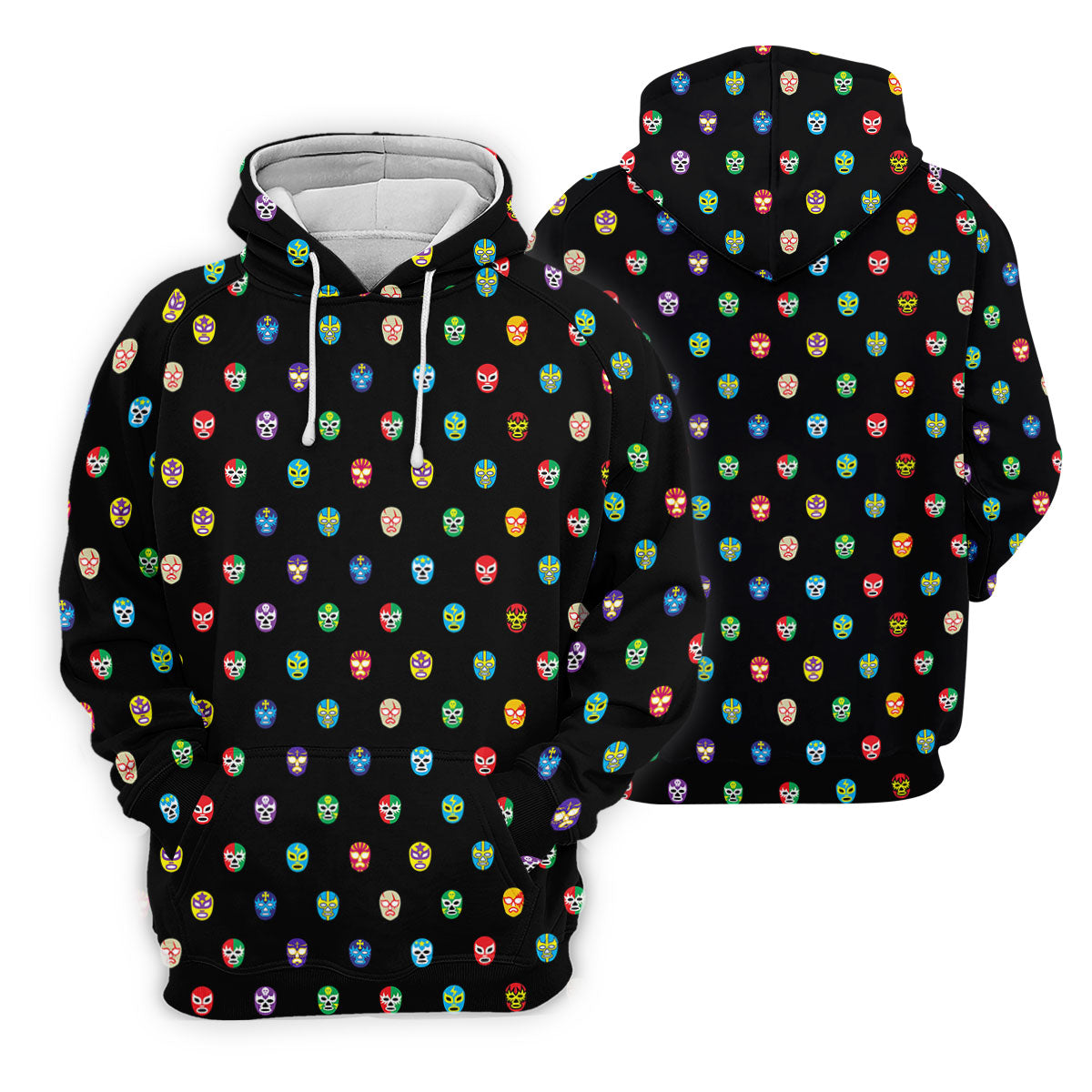Colorful Retro Mask Print Golf Polo Shirt, Golf Shirts For Men, Printed Golf Shirts