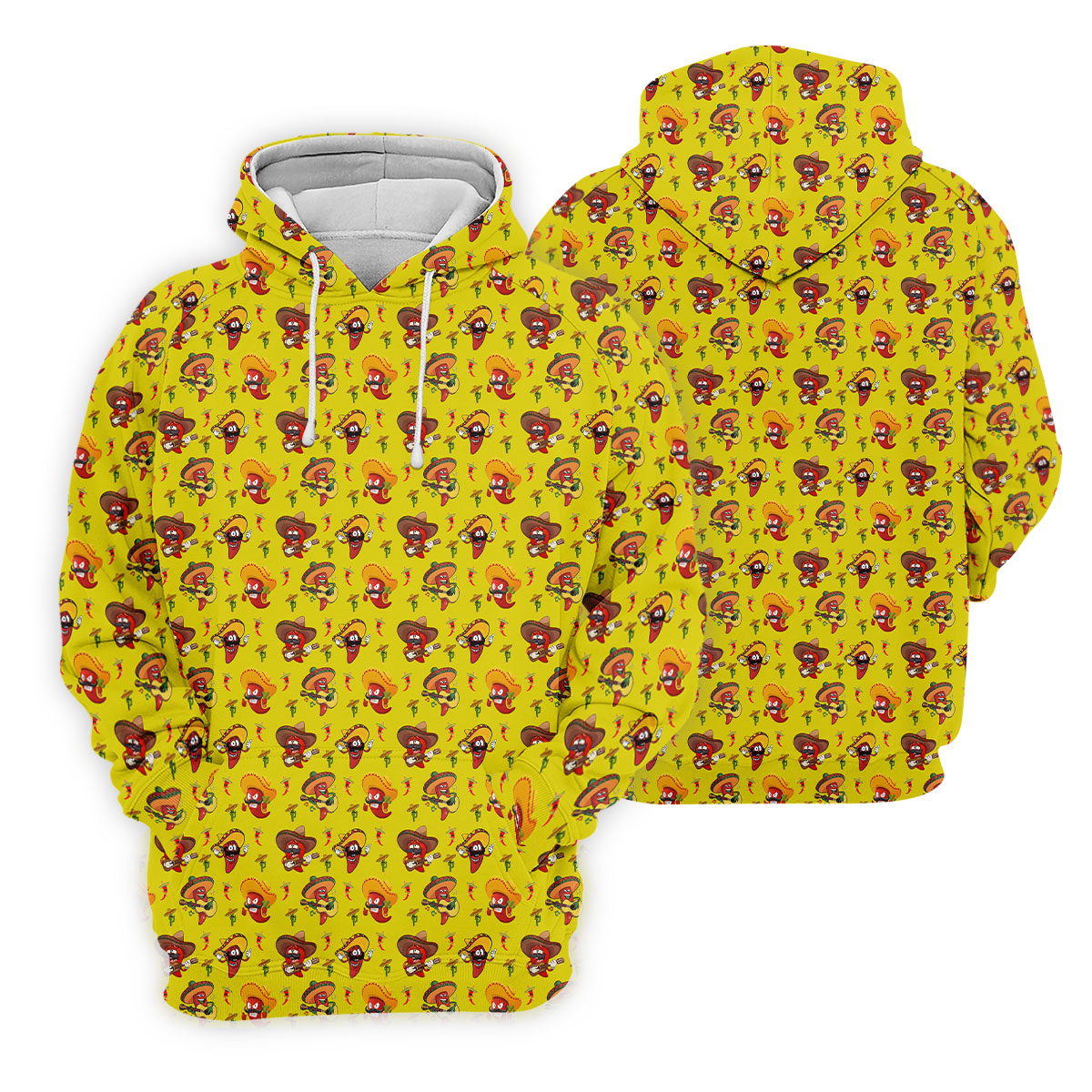 Cartoon Chili Pepper Mexican Sombrero Cinco De Mayo Celebration Fiesta Themed Golf Shirts For Men