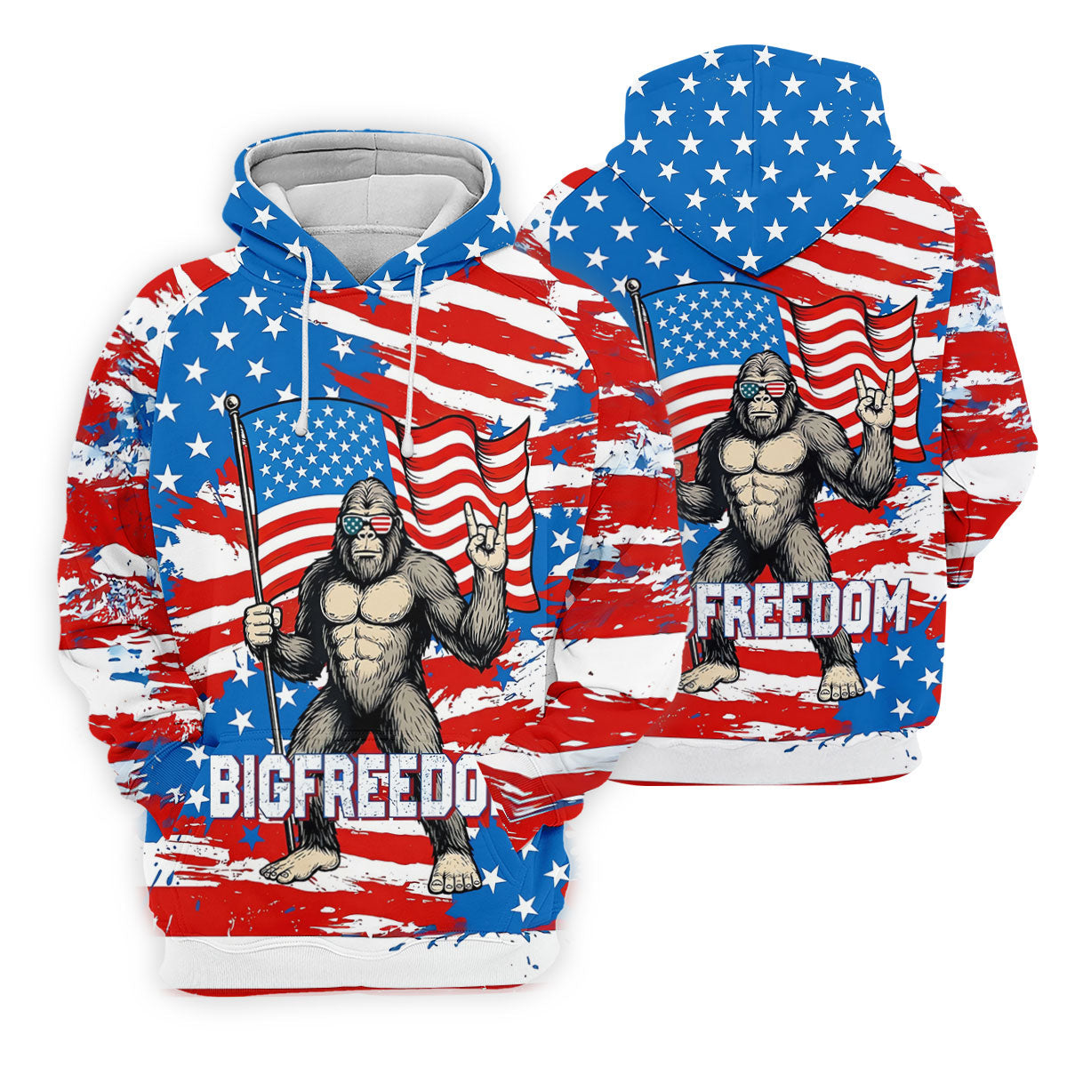 Bigfreedom Red White Blue Patriotic Bigfoot 4th Of July Golf Shirt, 250 Years Golf Shirt For Women