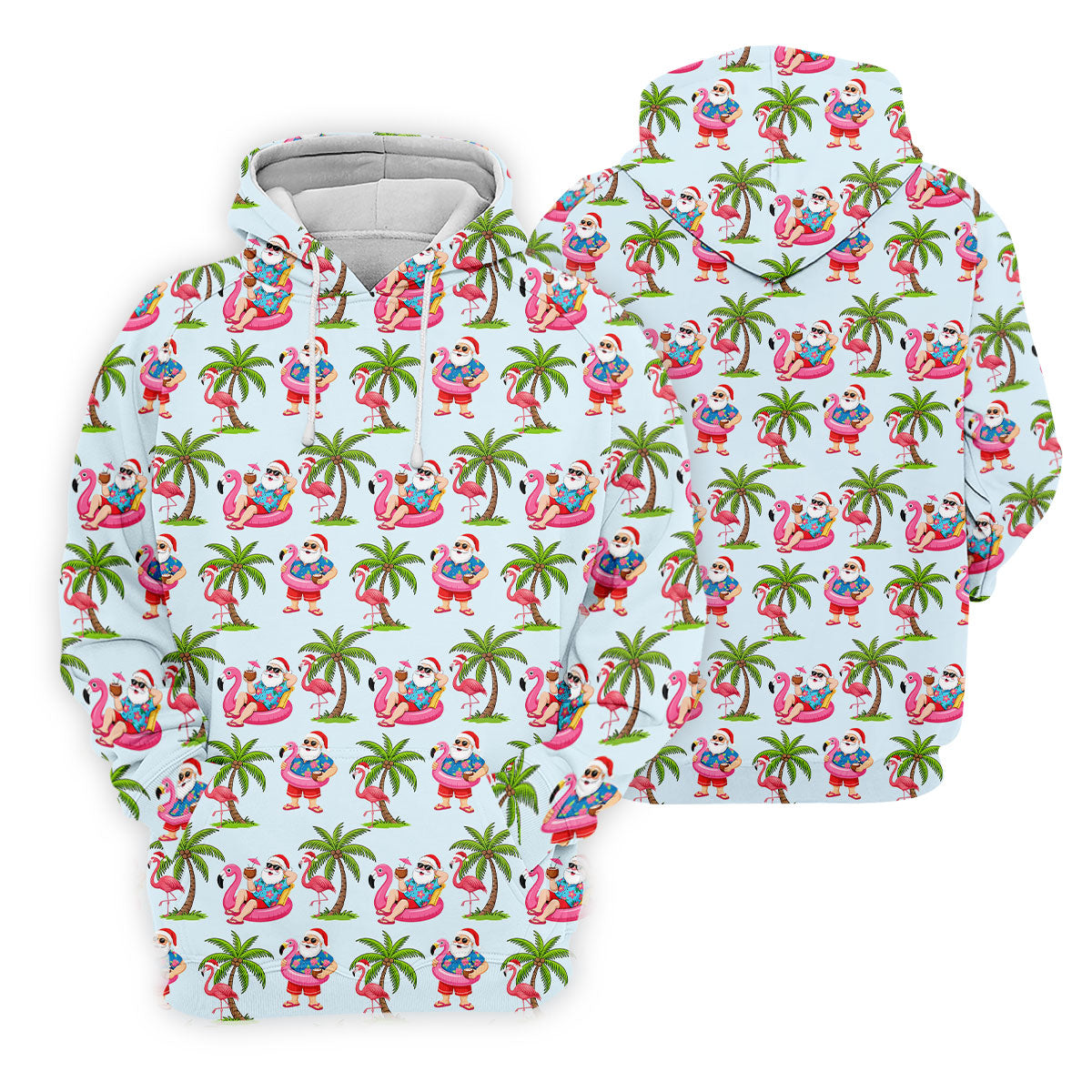 Flamingo Float Santa Christmas Golf Shirt, Men's Golf Shirt, Hawaiian Golf Shirt, Printed Golf Shirts