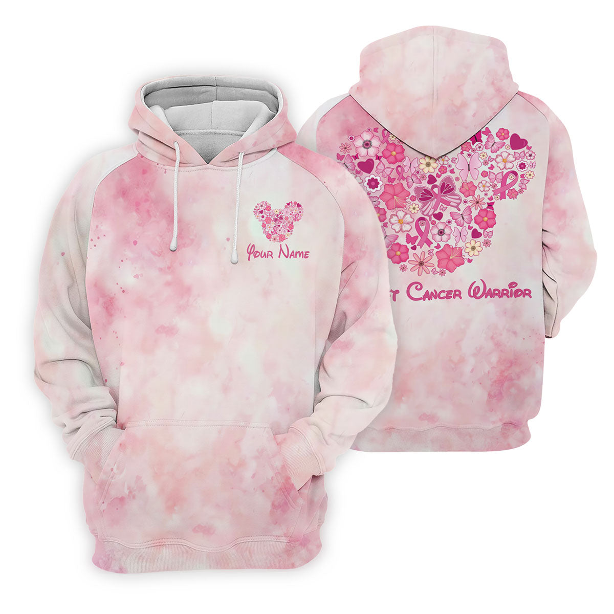 Custom Floral Heart Breast Cancer Polo Shirt, Golf Shirts For Men, Mens Golf Apparel