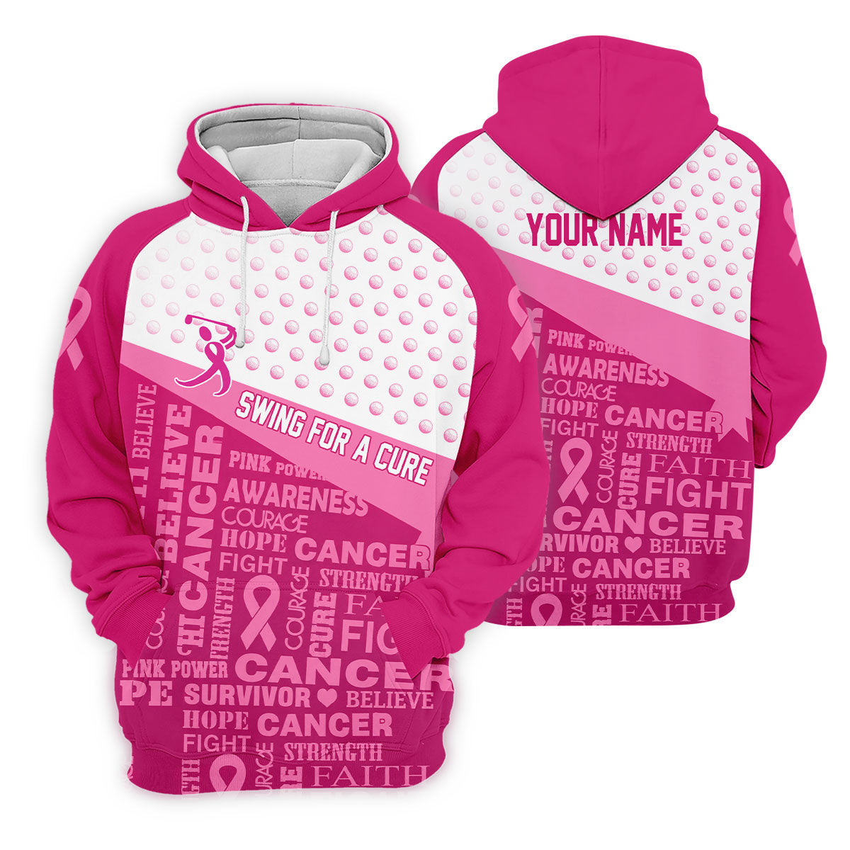 Custom Swing For A Cure Breast Cancer Polo Shirt, Golf Shirts For Men, Printed Golf Shirts