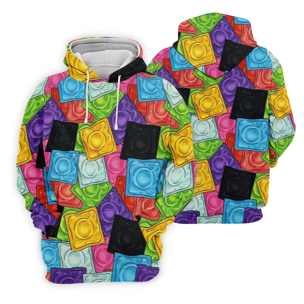 Funny Condom Wrapper Pattern Golf Polo Shirt, Men's Golf Shirts, Novelty Golf Apparel For Men