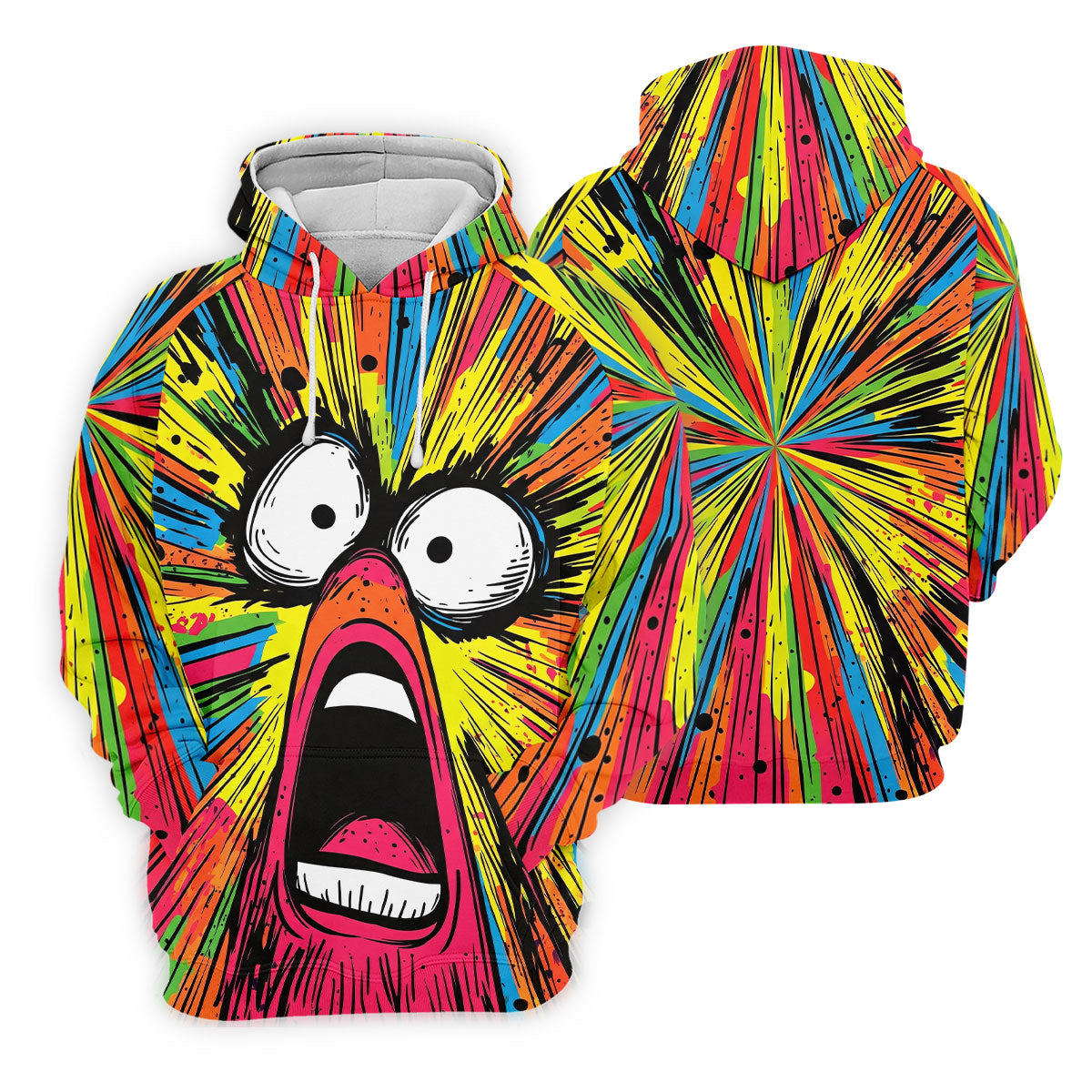 Screaming Face Colorful Retro Hawaiian Golf Shirt, Men's Funny Golf Shirts