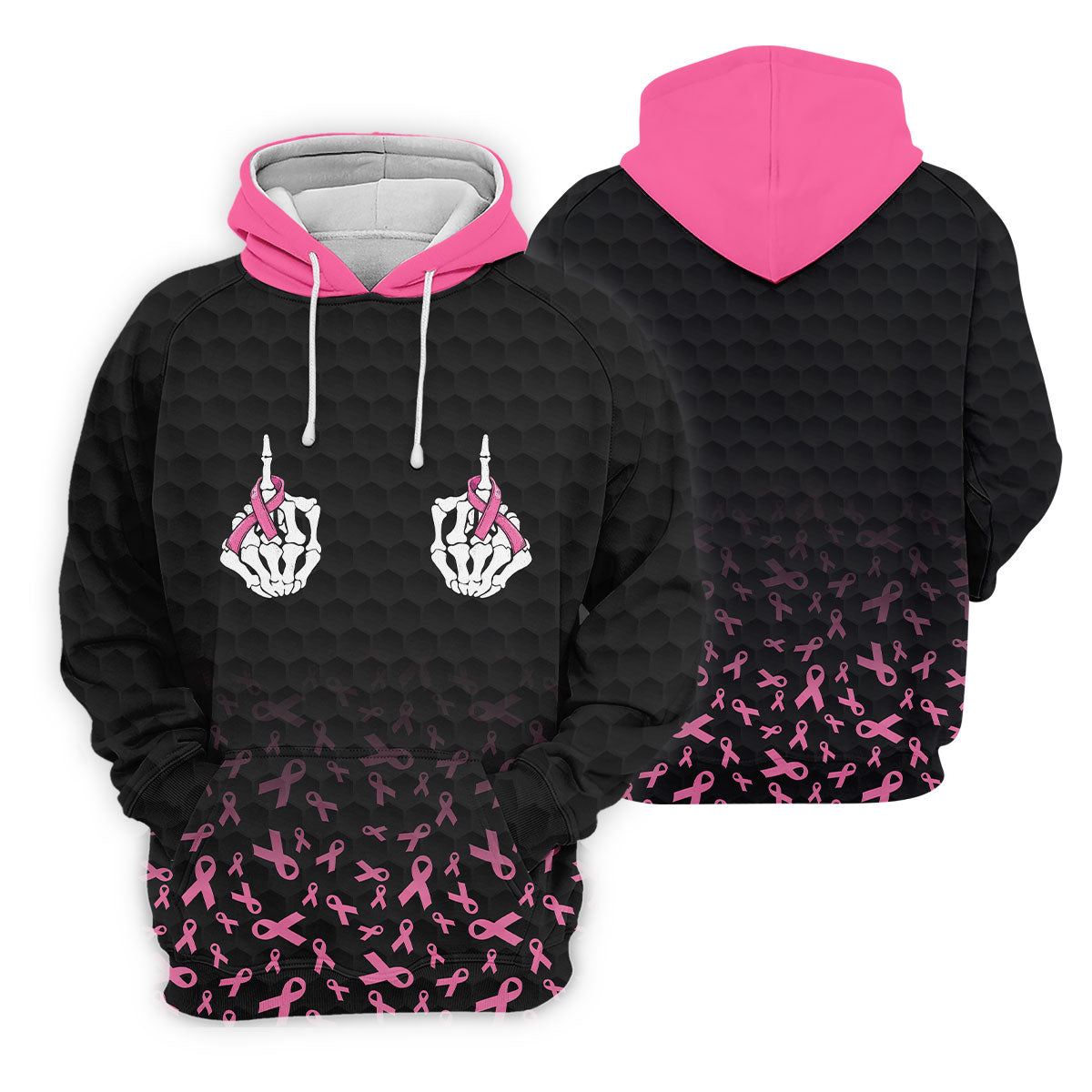 Two Skeleton Middle Fingers Breast Cancer Polo Shirt, Ladies Golf Top, Golf Tops For Women