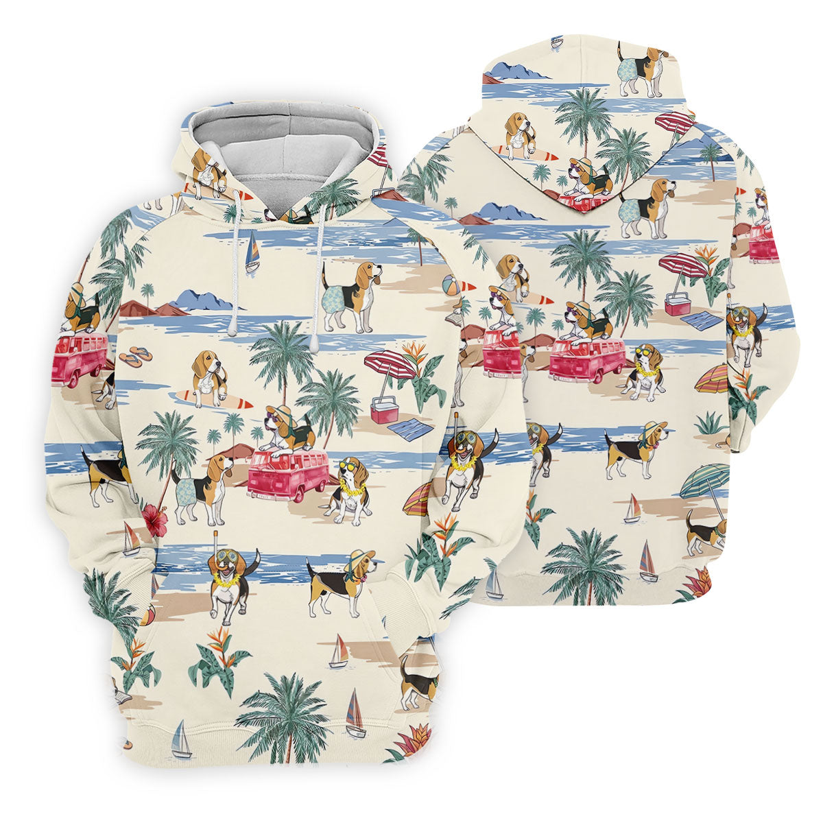 Cute Beagle Beach Vacation Tropical Golf Polo Shirt, Golf Shirts For Women, Women's Golf Apparel