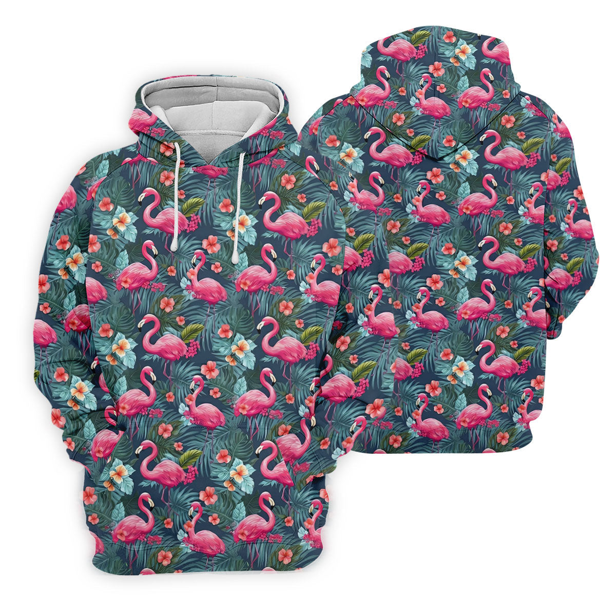 Pink Flamingo Tropical Floral Golf Polo Shirt, Hawaiian Golf Shirt, Golf Shirts For Men