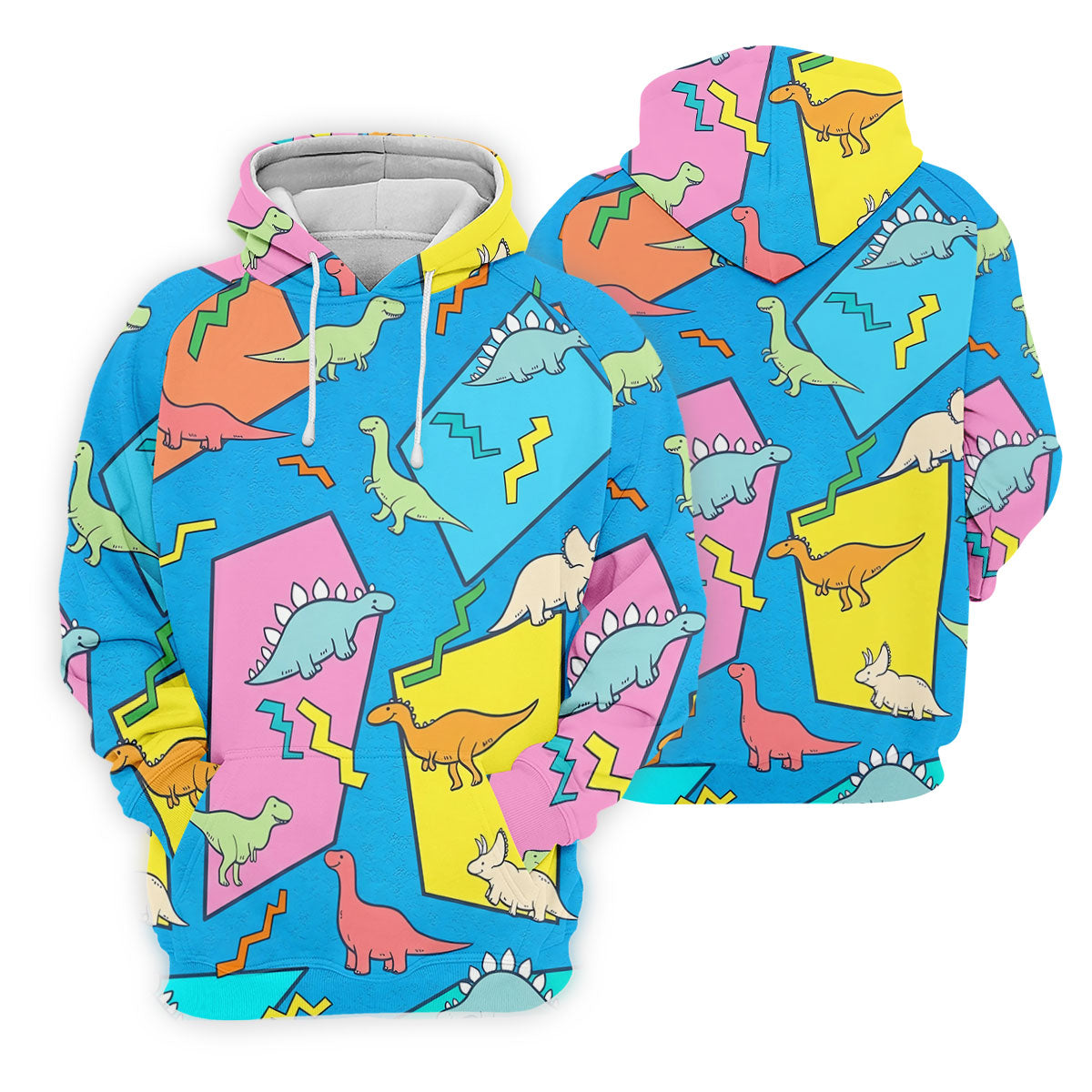 Retro Colorful Dinosaur Pattern Golf Shirt, Women's Golf Tops, Golf Shirts For Women