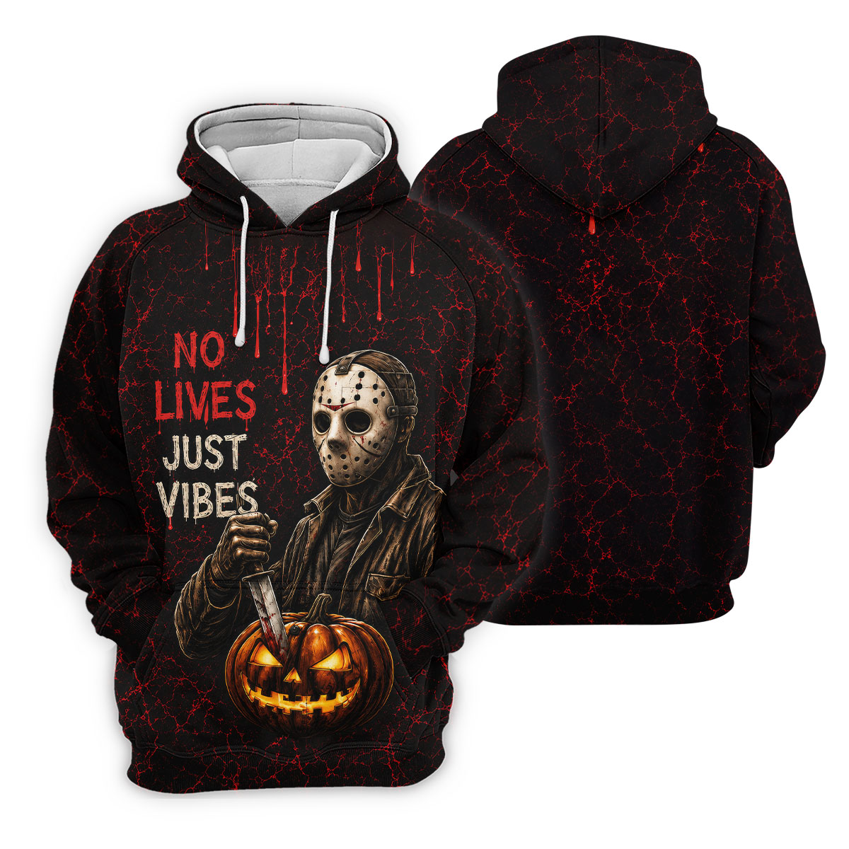 No Lives Just Vibes Halloween Horror Character Shirt, Golf Shirts For Women, Printed Golf Shirt