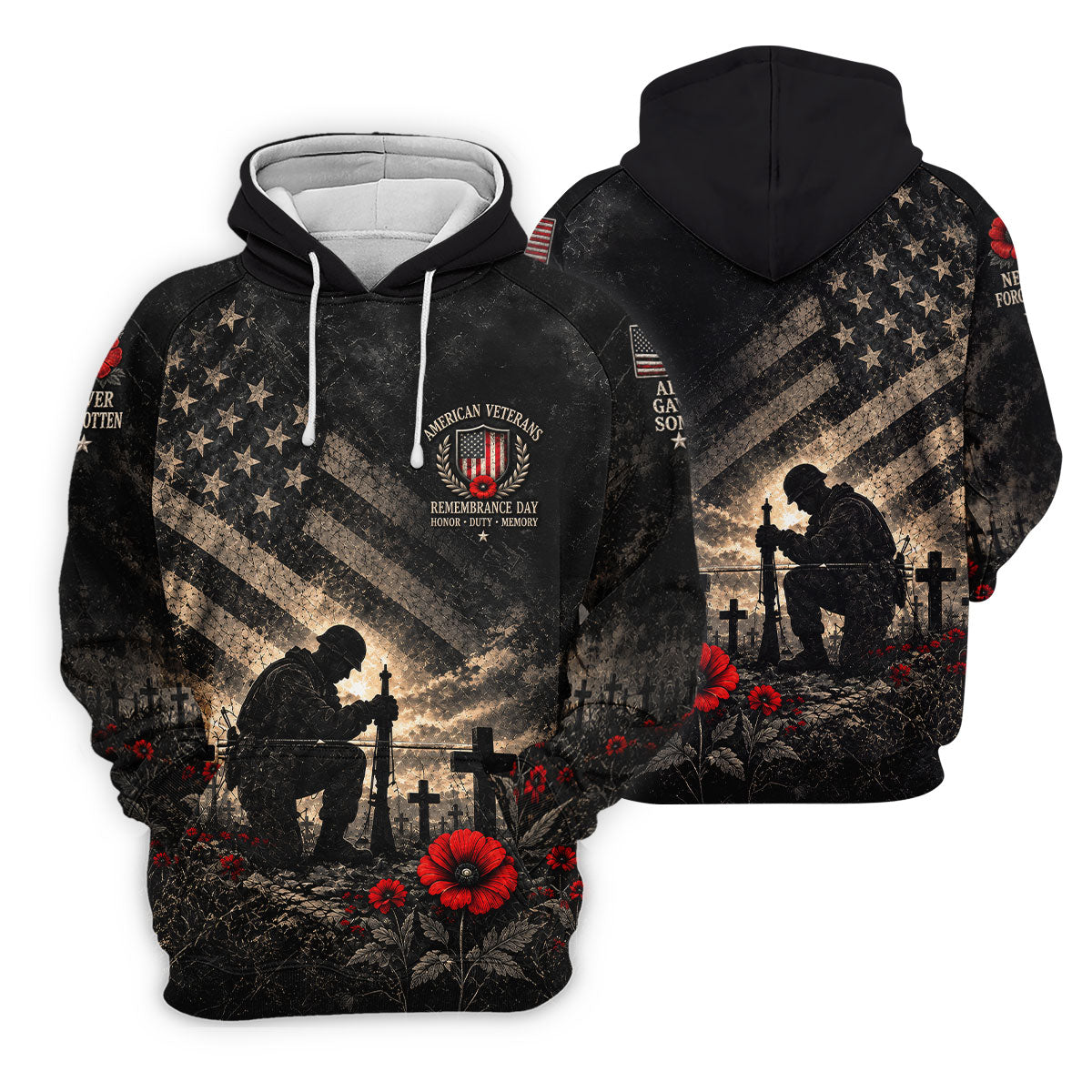Poppy Soldier Memorial Golf Polo Shirt, Veterans Day Shirt, Mens Golf Polo Shirts