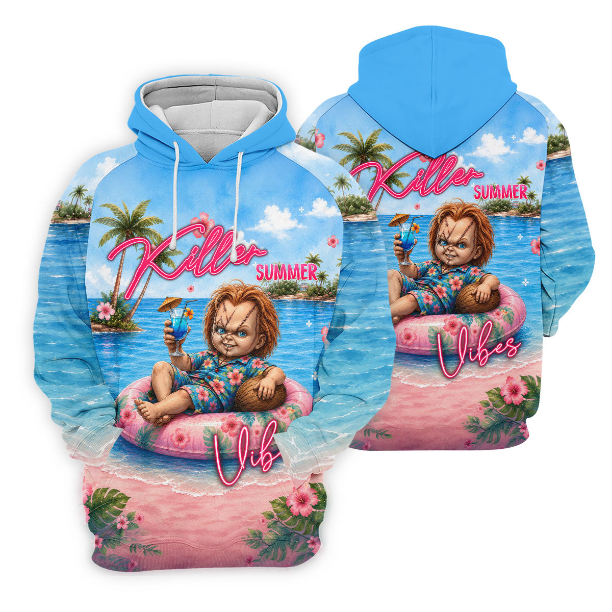 Killer Summer Vibes Evil Doll Golf Polo Shirt, Golf Shirts For Men, Mens Polo Shirts