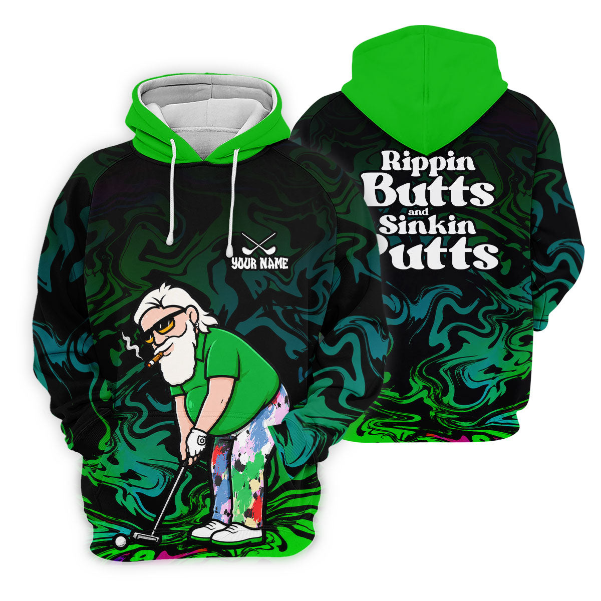 Funny Rippin Butts And Sinkin Putts Polo Shirt, Mens Golf Polo, Golf Apparel For Men
