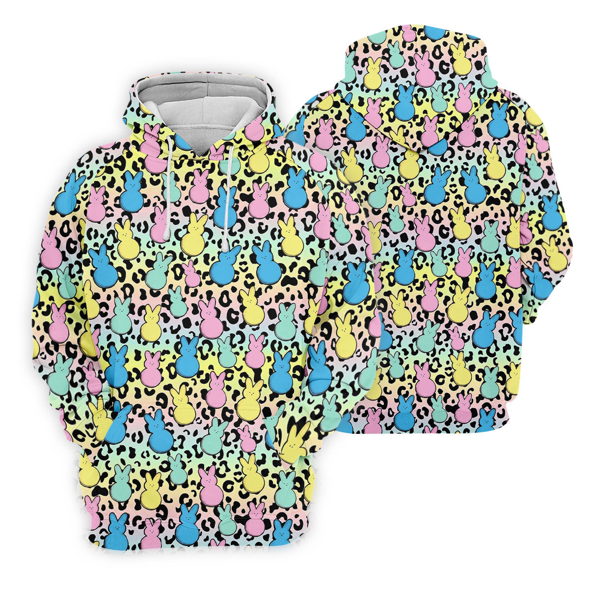 Pastel Easter Bunny Leopard Print Polo Shirt, Mens Golf Apparel, Hawaiian Golf Shirt, Printed Golf Shirts