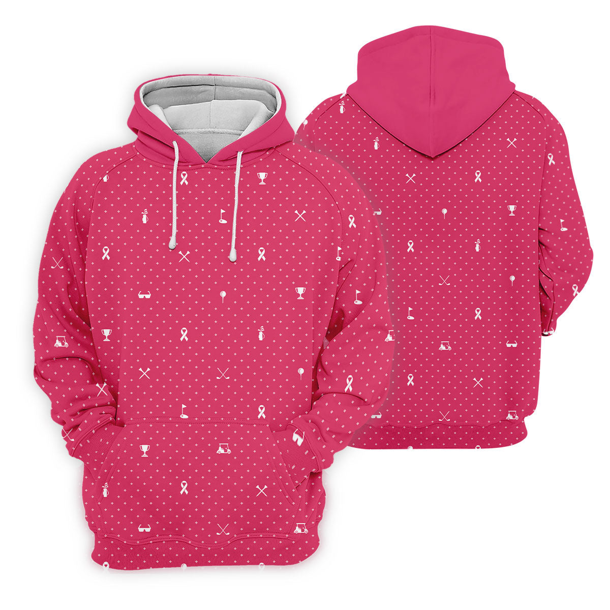 Pink Ribbon Golf Pattern Breast Cancer Polo Shirt, Golf Polo For Women, Ladies Golf Shirts