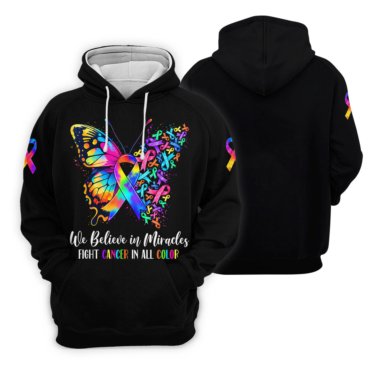 We Believe In Miracles Butterfly Cancer Polo Shirt, Mens Golf Polo, Golf Apparel For Men