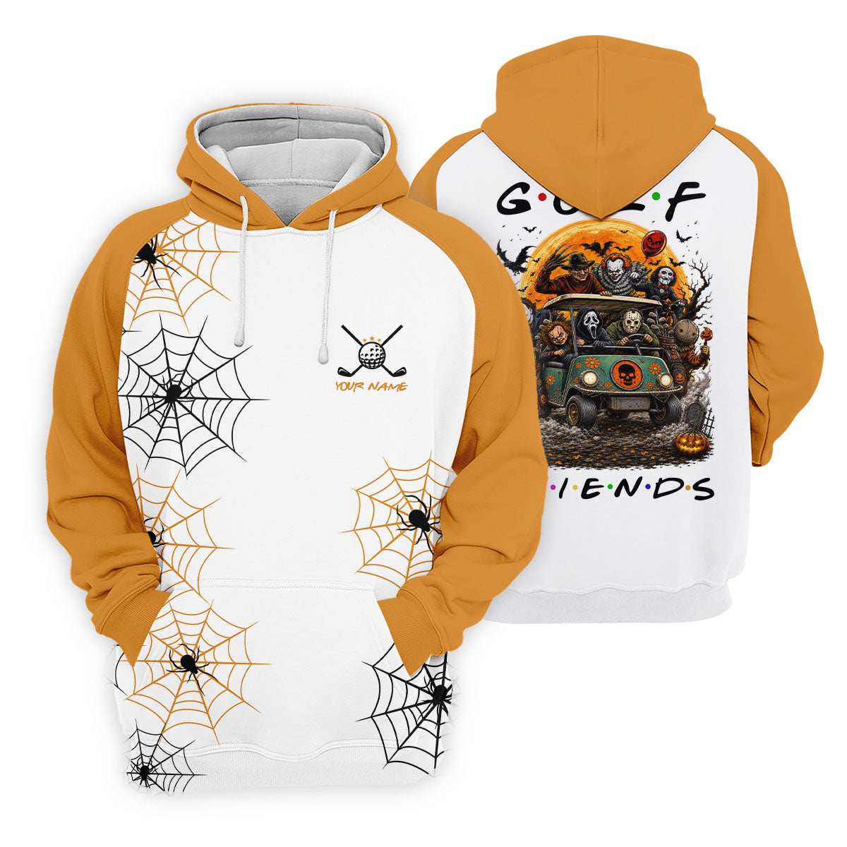 Custom Name Halloween Horror Character Golf Shirt, Golf Shirts For Men, Hawaiian Golf Shirt