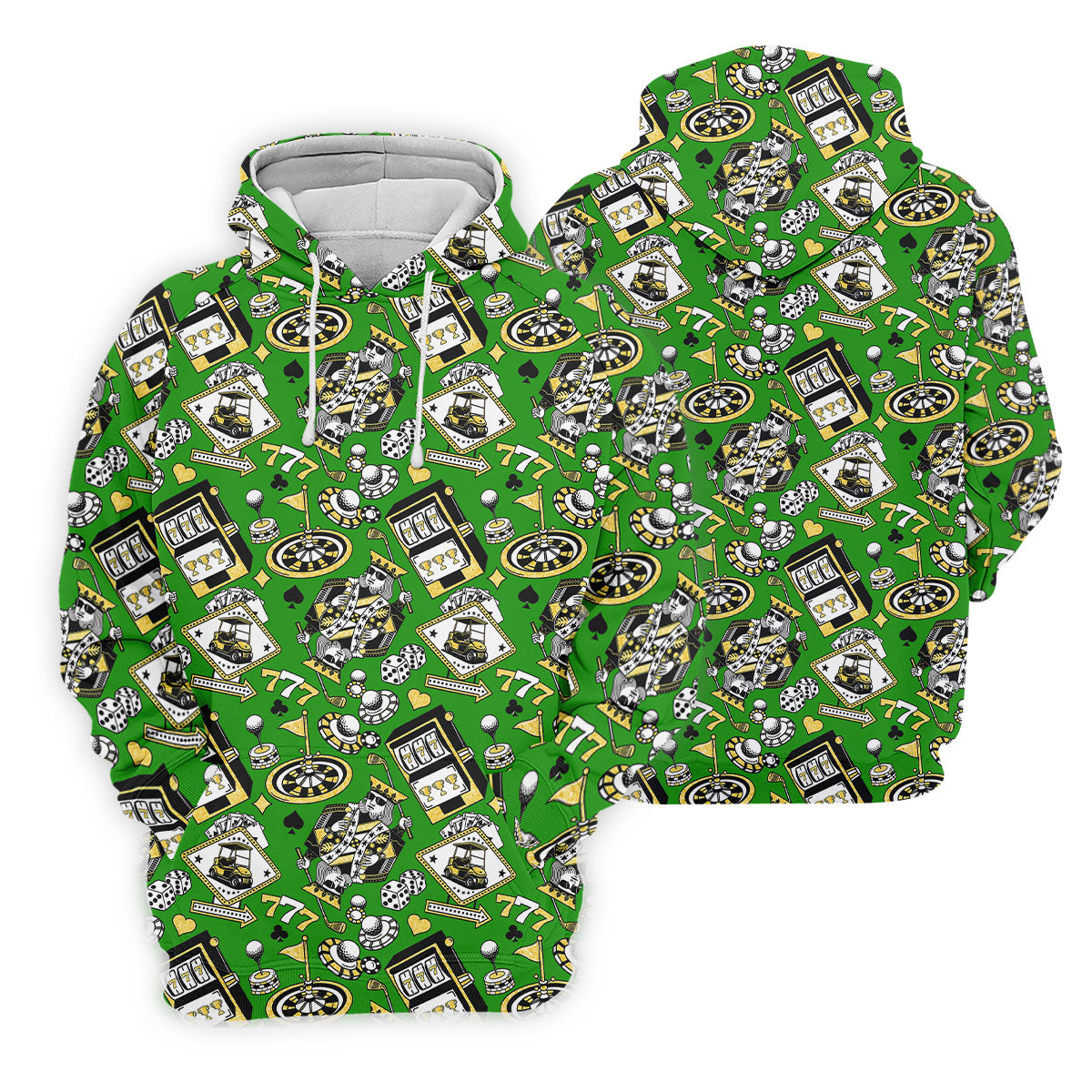 Casino Golf Pattern Green Hawaiian Golf Polo Shirt, Ladies Golf Shirt, Women's Golf Apparel