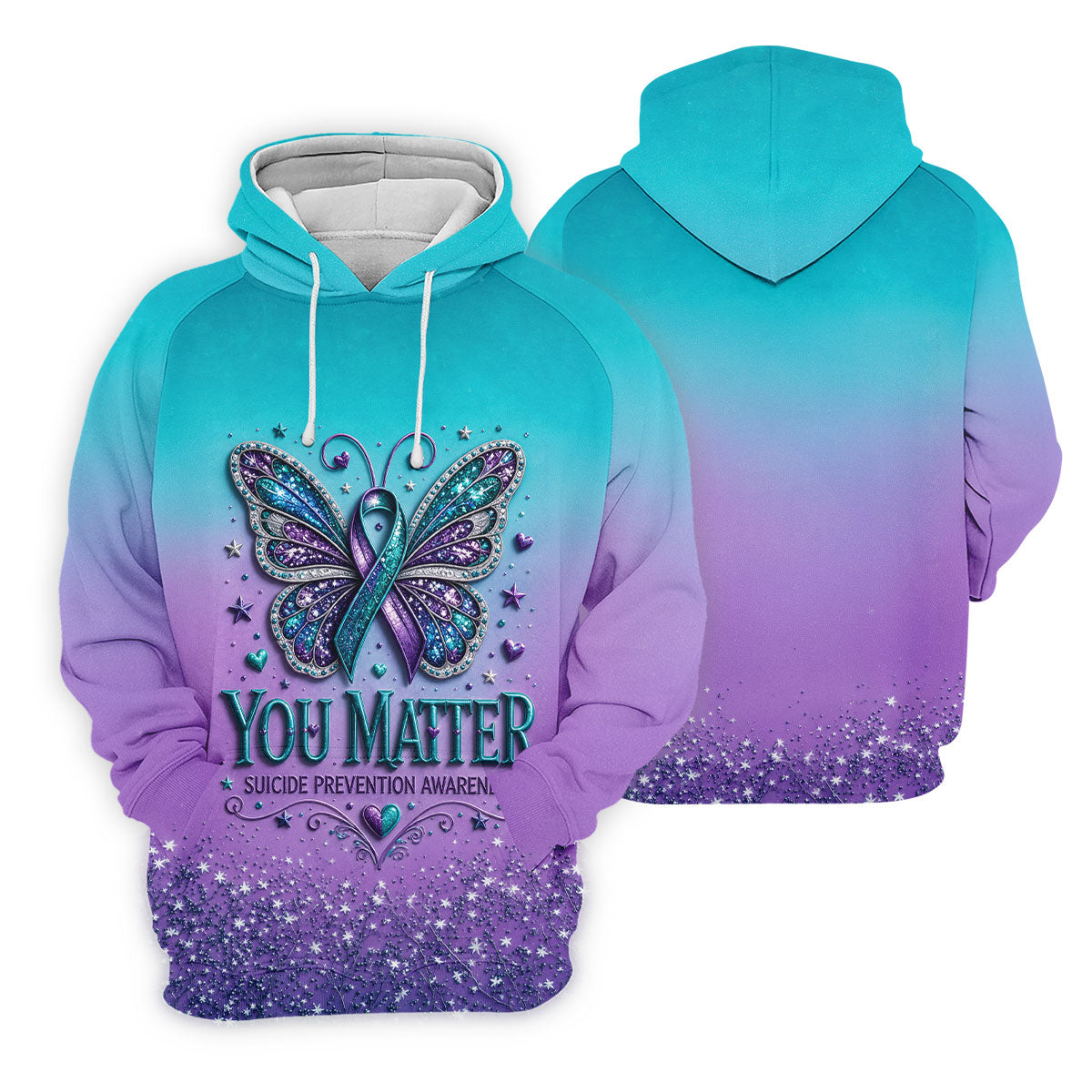You Matter Suicide Prevention Awareness Butterfly Mens Golf Polo, Suicide Mens Golf Polo