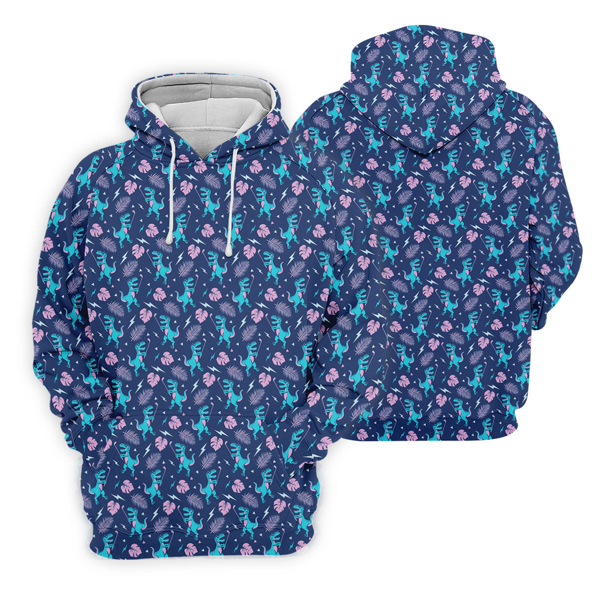 Funny Dinosaur Golfer Tropical Pattern Polo Shirt, Mens Golf Polo, Printed Golf Shirts