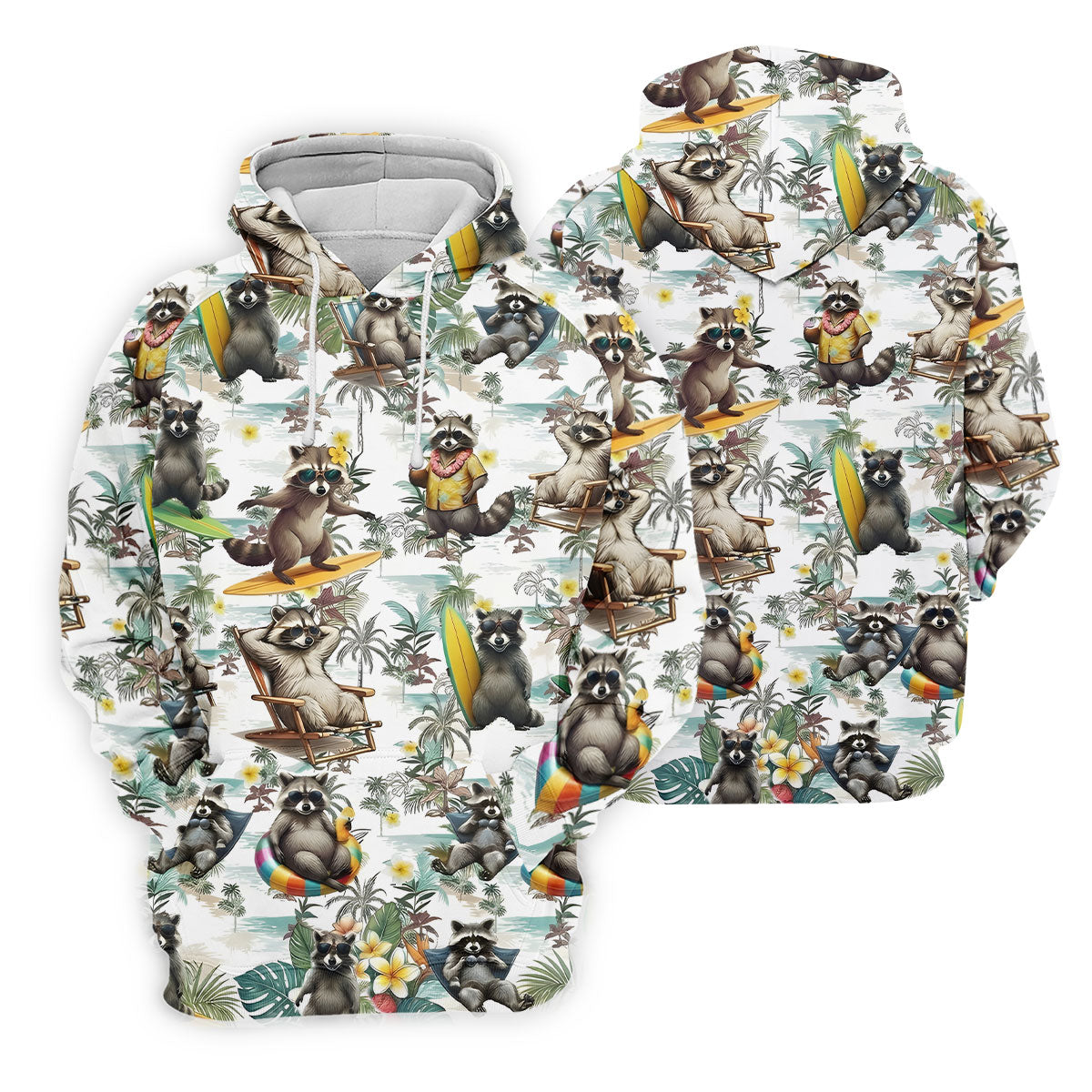 Raccoon Beach Vacation Hawaiian Shirt, Hawaiian Shirt For Men, Tropical Button Up Shirt