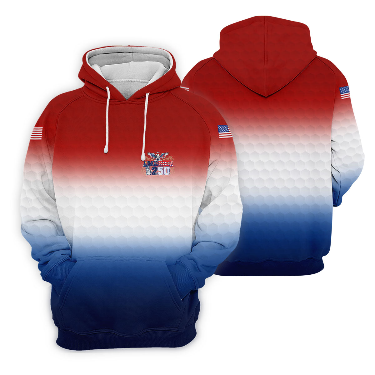 America 250 Red White Blue Golf Ball Pattern US Flag Golf Shirt, Patriotic 4th Of July Golf Shirts For Men