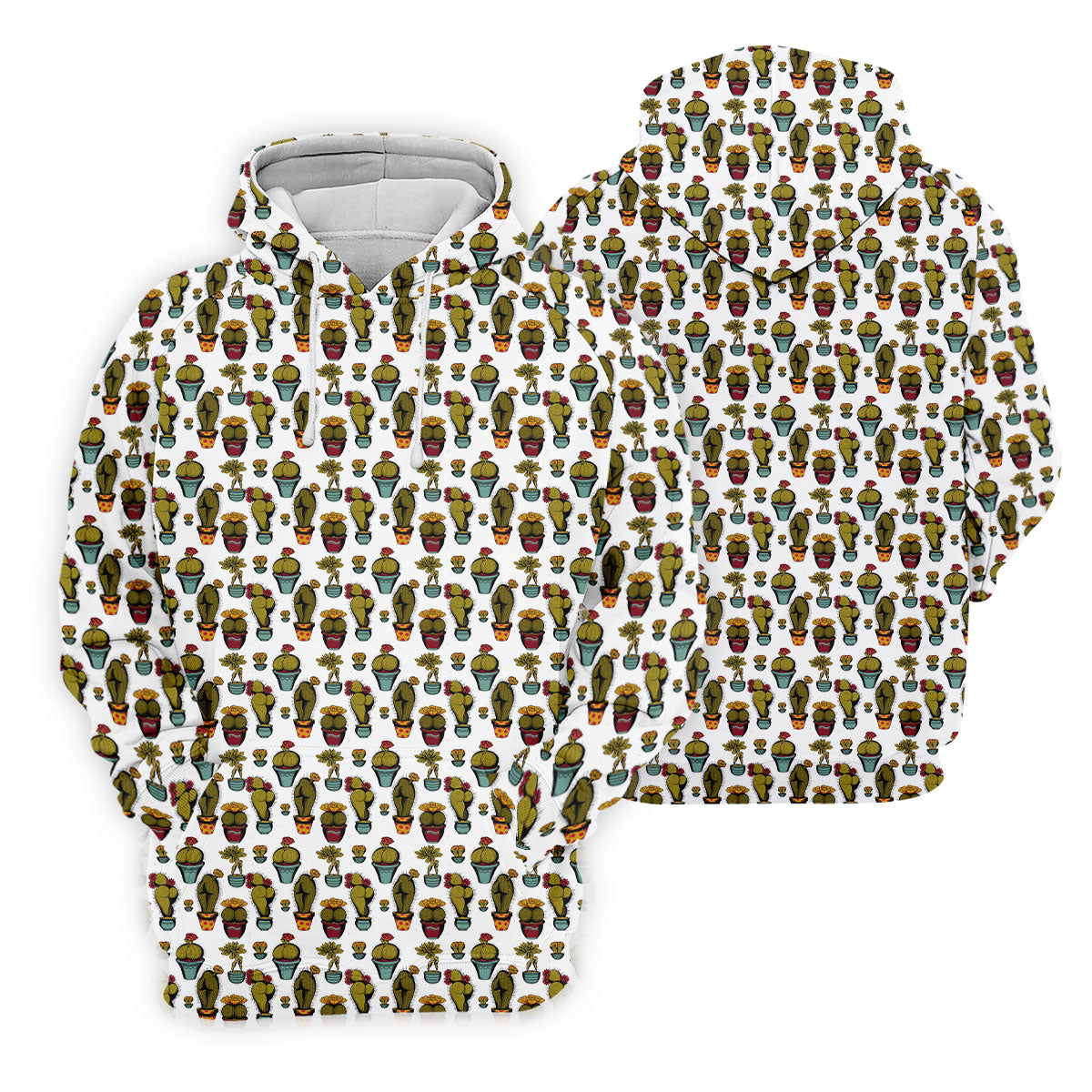 Cute Potted Cactus Pattern Golf Polo Shirt, Ladies Golf Tops, Women's Golf Polo