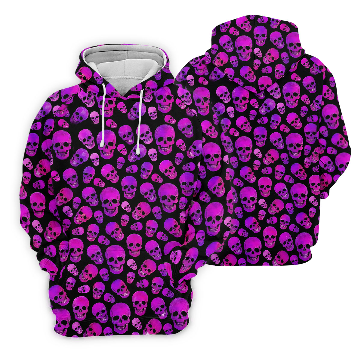 Purple Skull Gothic Pattern Hawaiian Golf Shirt, Mens Golf Polo, Printed Golf Shirts