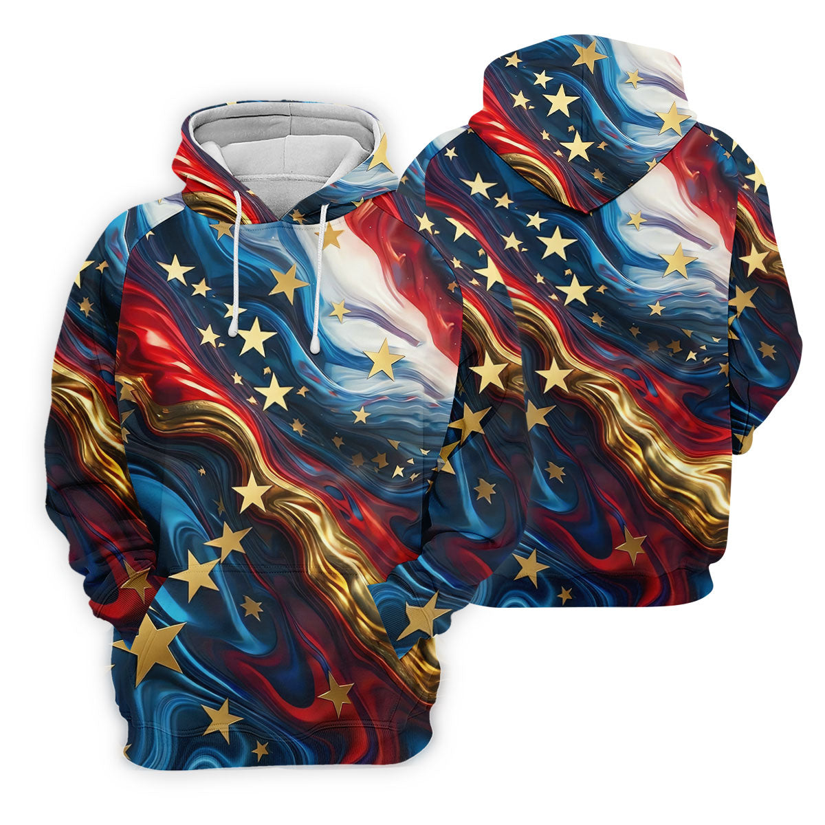 Abstract American Flag Stars Golf Polo Shirt, Mens Golf Shirts, Hawaiian Golf Shirt