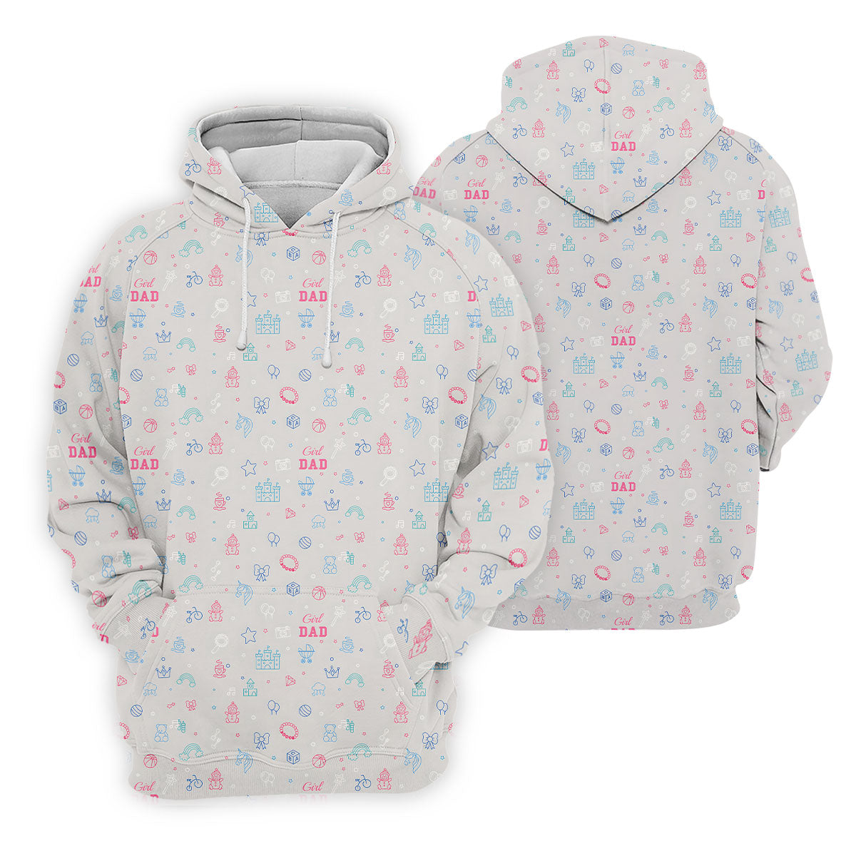 Dad Daughter Doodle Pattern Cute Golf Shirt, Father's Day Golf Shirt, Golf Gift For Dad